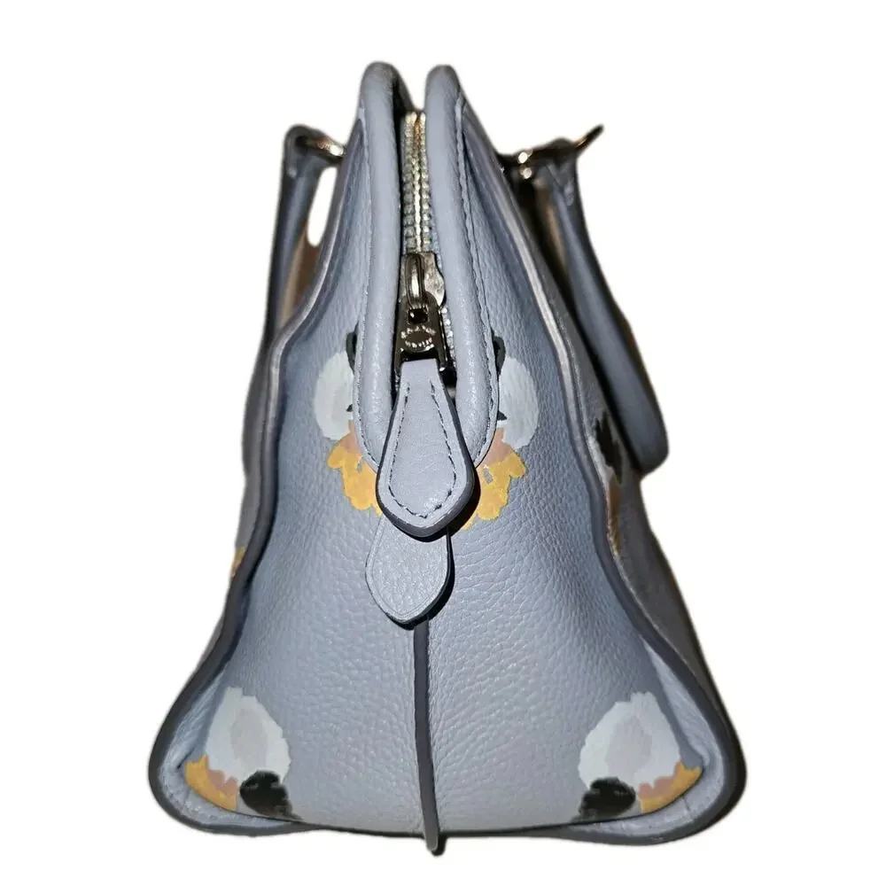 COACH Nolita Blue Floral Print Pebbled Leather Satchel Tote Shoulder Bag 37176 - Picture 7 of 16